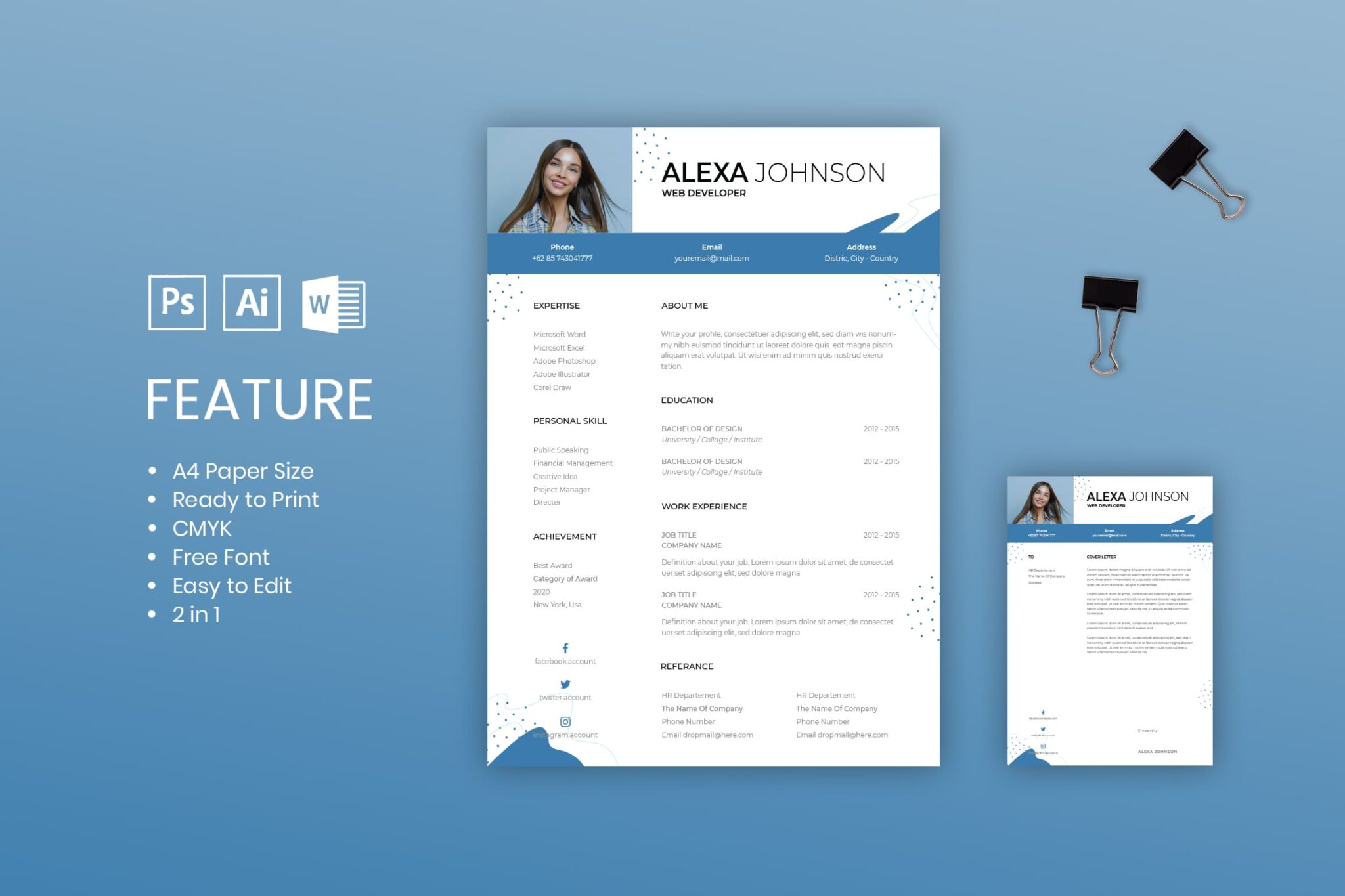 Pure Blue Design CV Resume