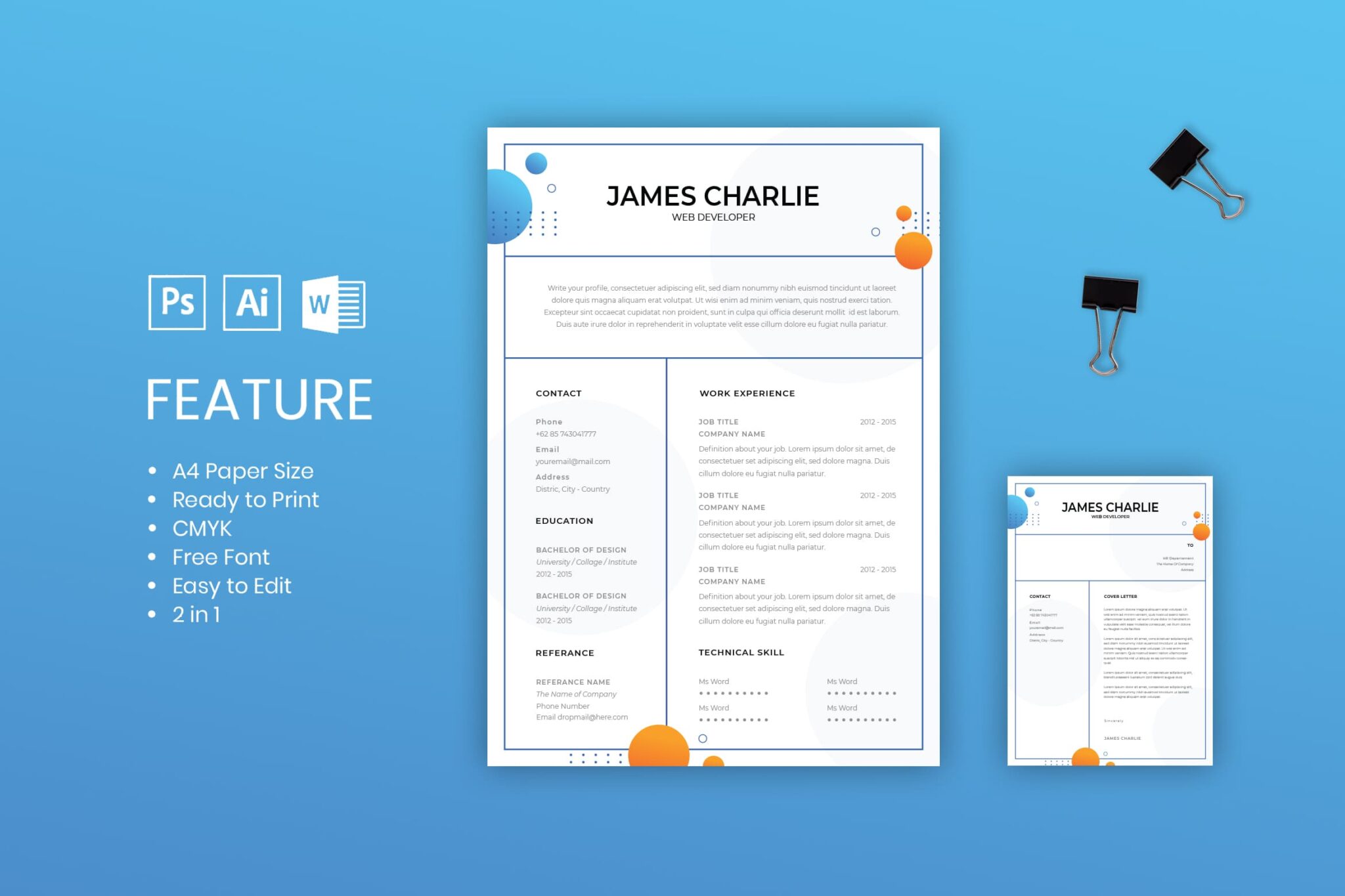 how to edit resume template in word - Simple Bubble Design CV Resume