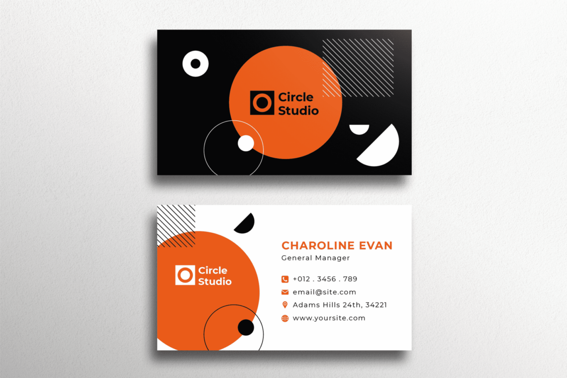 Business Card – Black White and Orange Theme