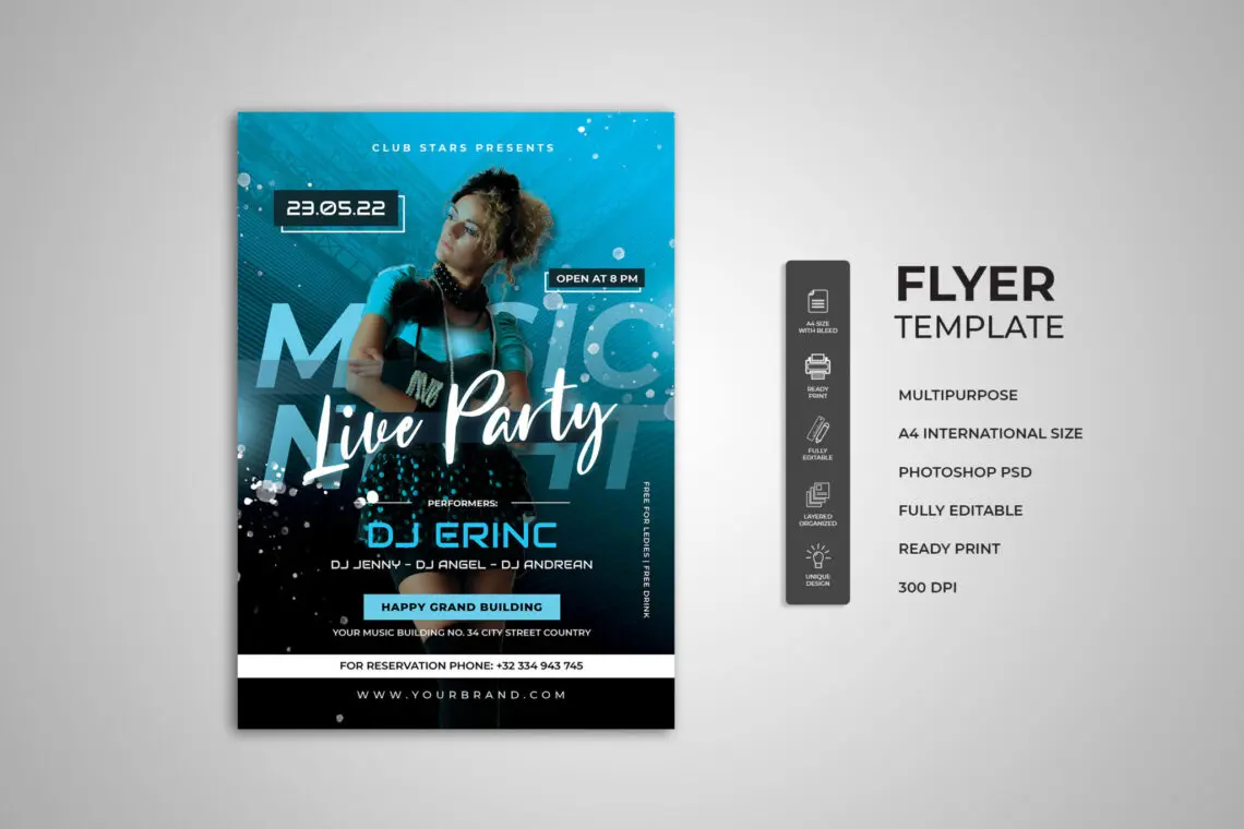 Music Night Live Party Two Flyer Music Night Live Party Two Flyer