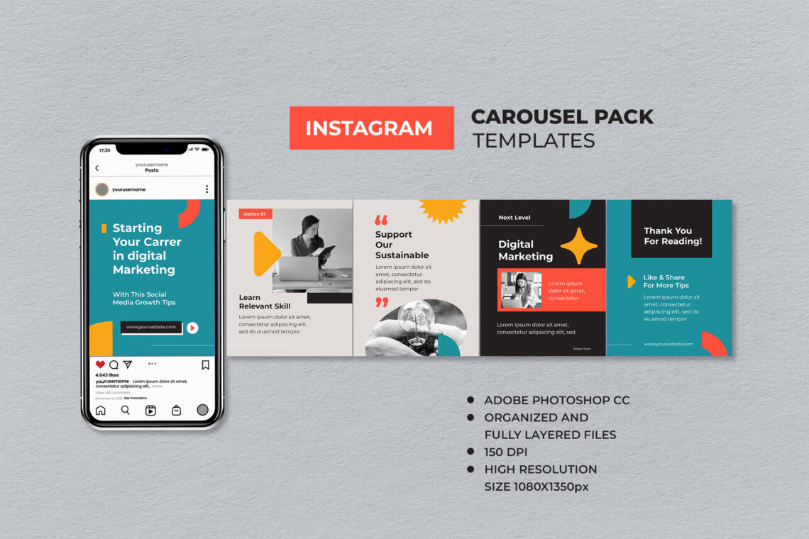 Green Orange Digital Marketing Instagram Carousel