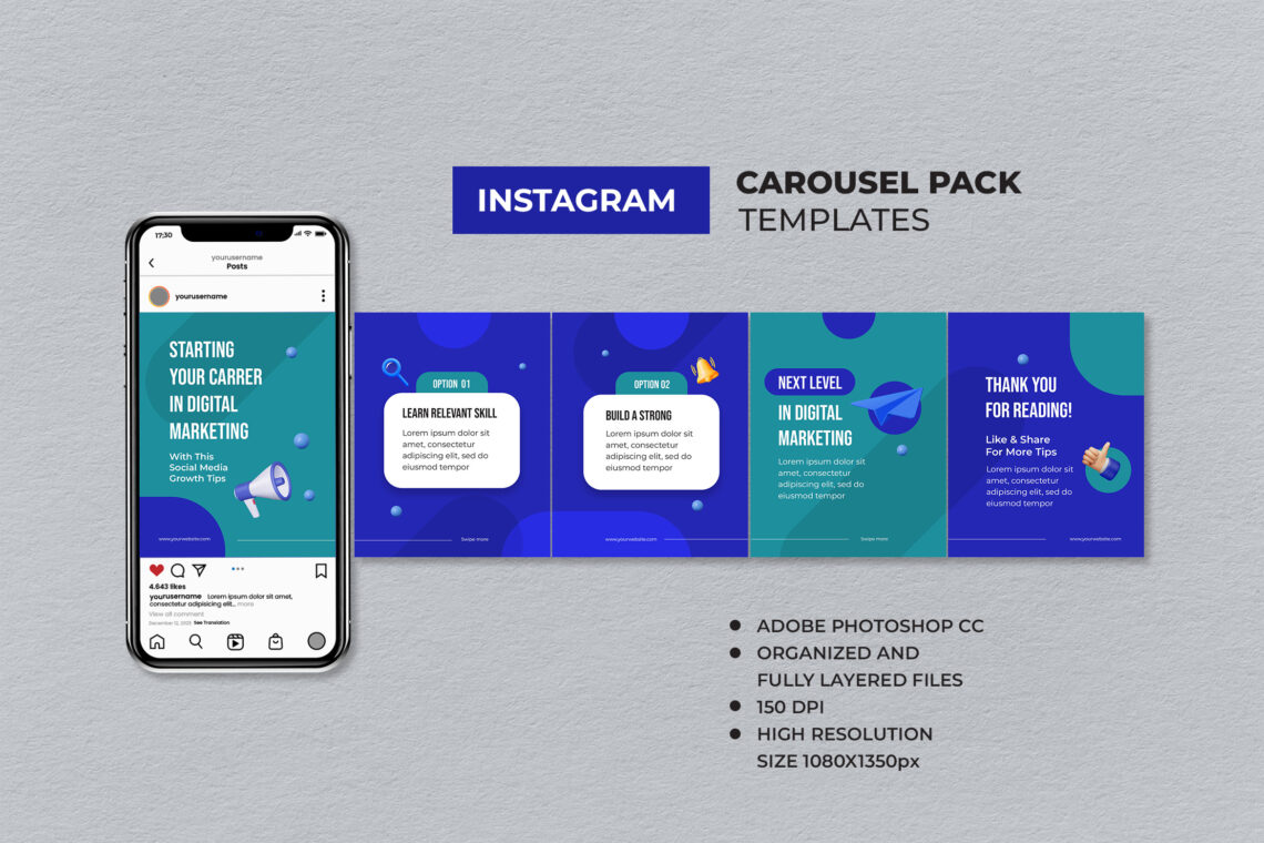 Green Blue Digital Marketing Instagram Carousel