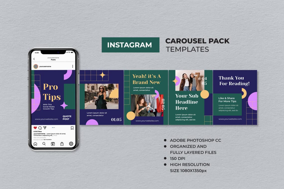 Purple Green Fashion Brand Instagram Carousel