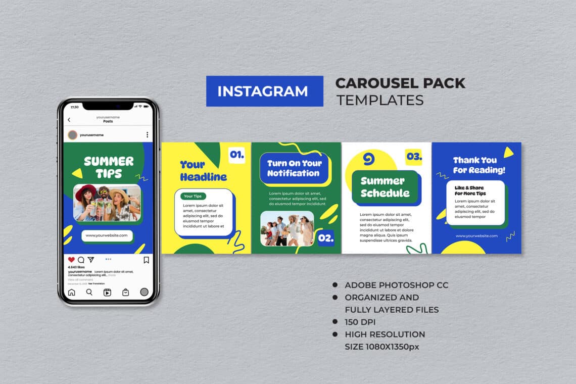 Blue Summer Tips Instagram Carousel