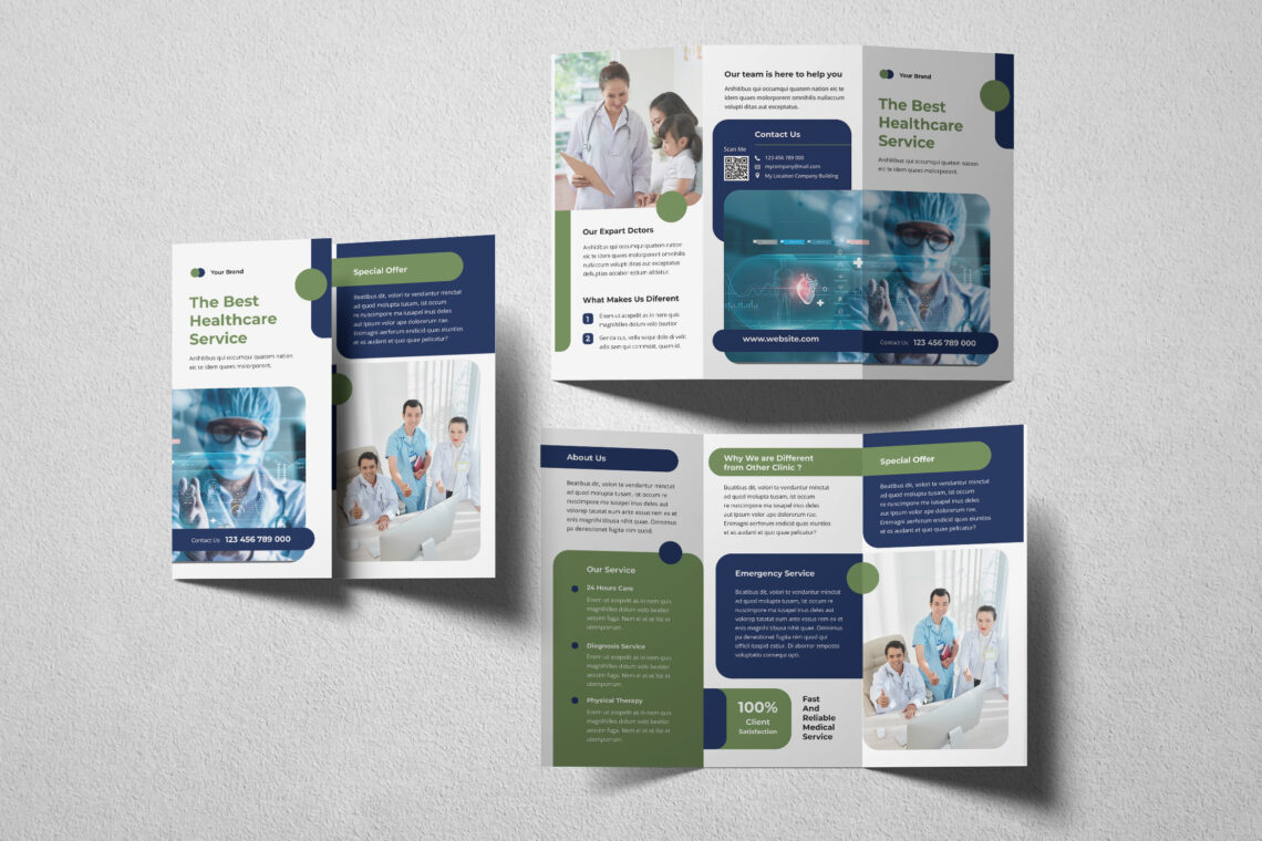 Blue Green Healthcare Service Trifold Brochure