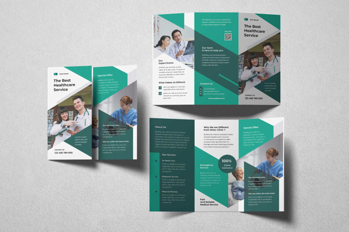 Green Healthcare Service Trifold Brochure