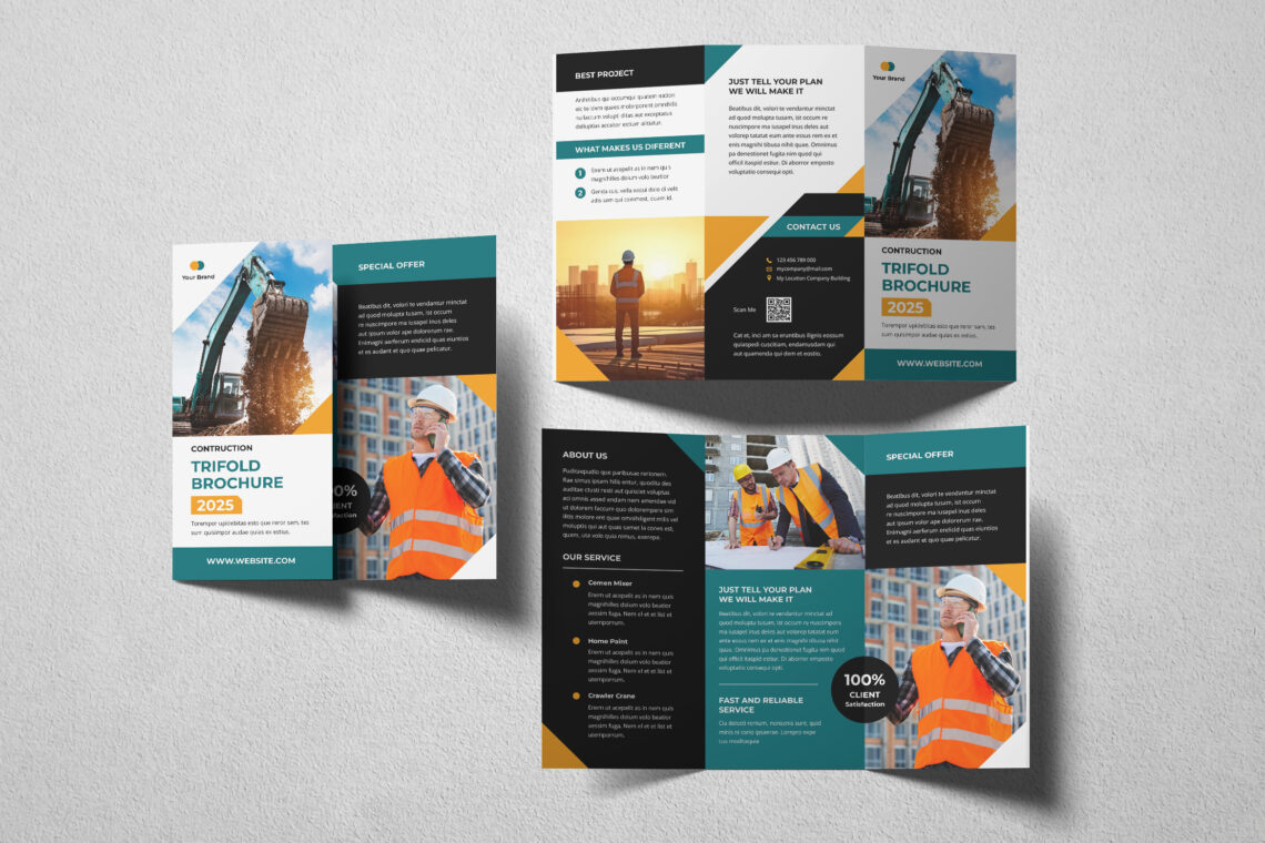 Green Contruction Trifold Brochure