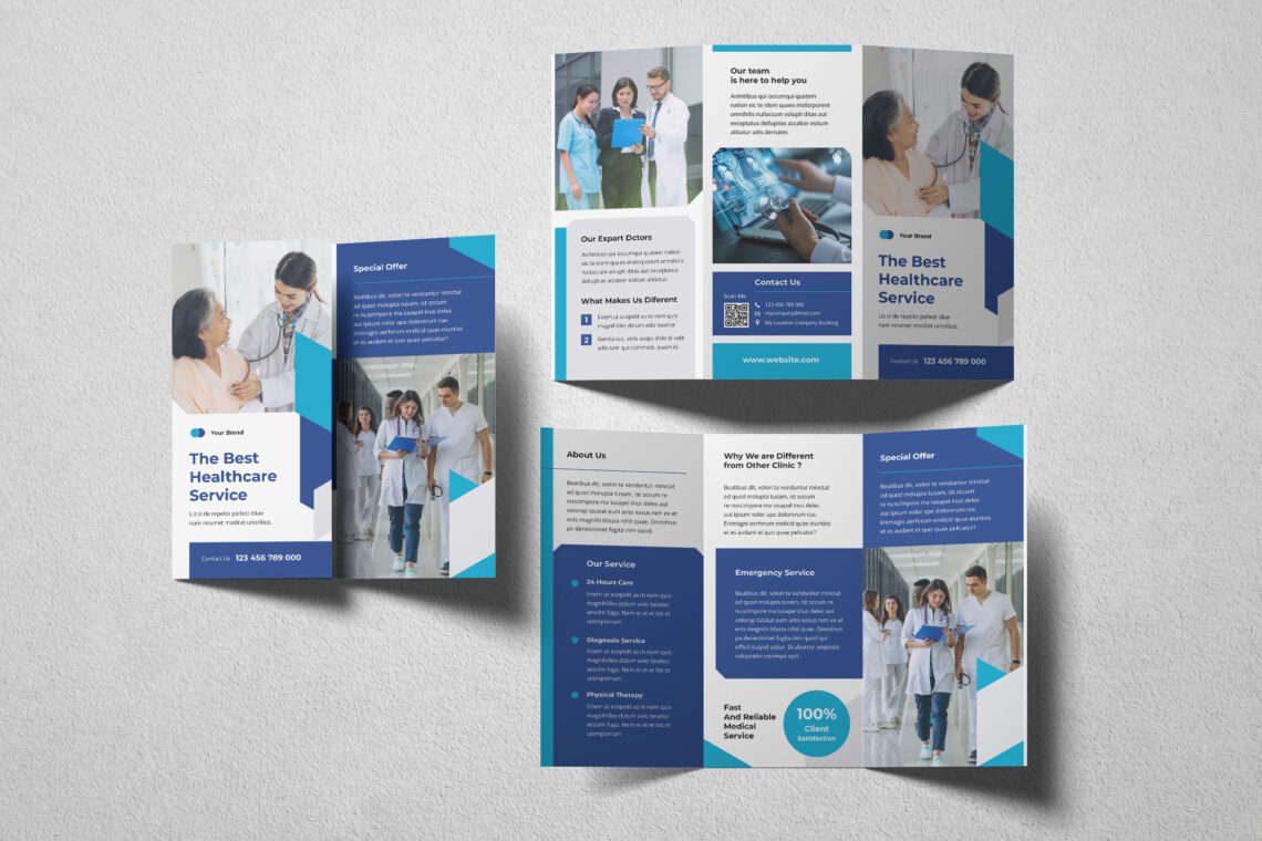 Blue Healthcare Service Trifold Brochure